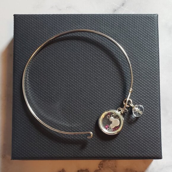 Silver Plated Mickey Mouse Disney Charm Bracelet with Swarovski crystal EXC - Picture 2 of 4